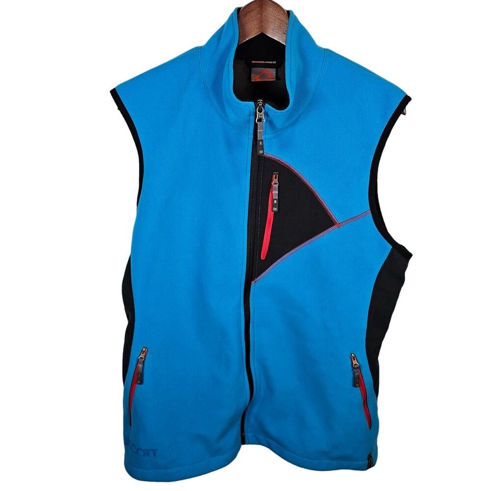 Scott Skiing Sports Fleece Layering Vest Men's Large Blue Full Zip Stretch EUC